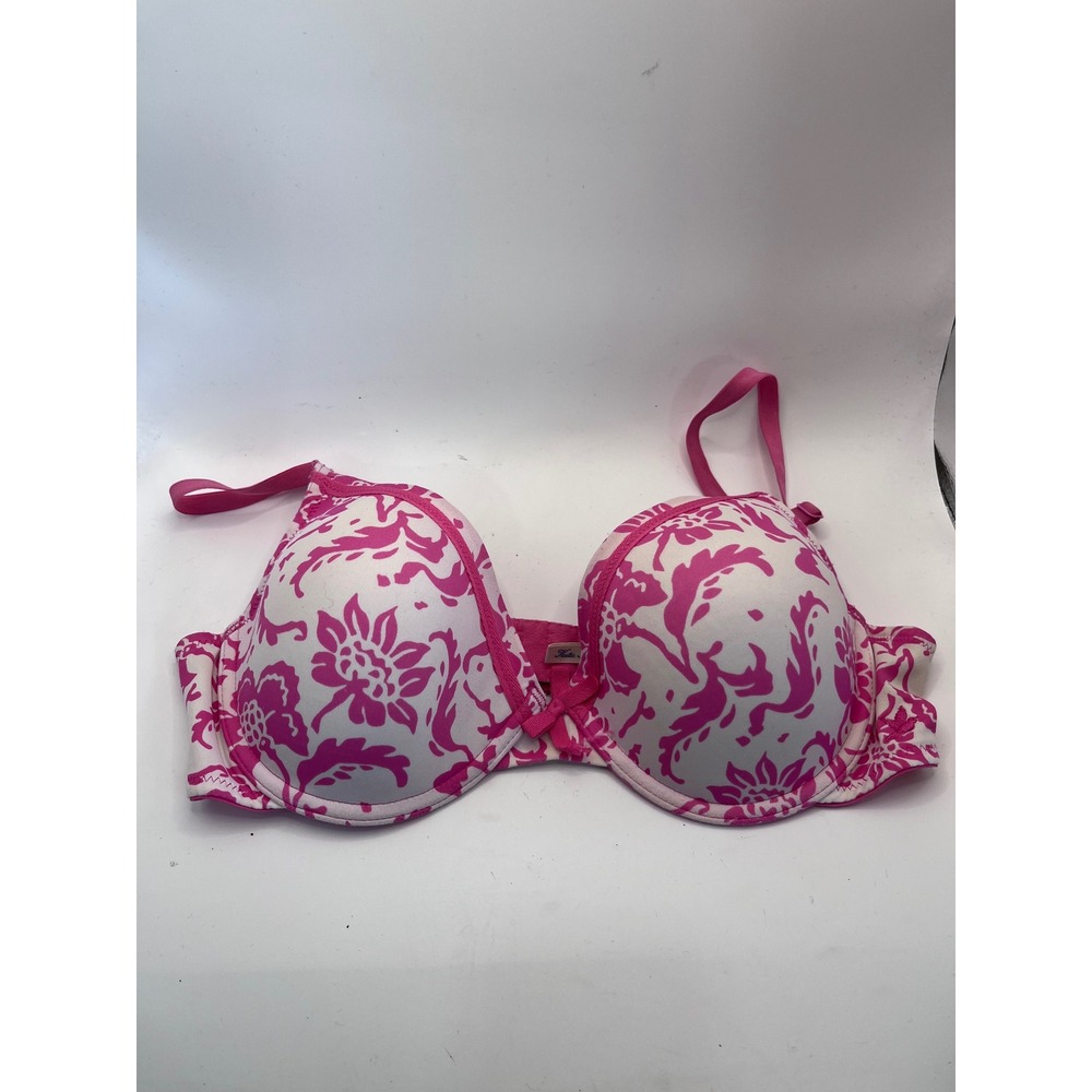Aerie Katie‎ Bra Pink White Floral Damask Padded Underwire 34C